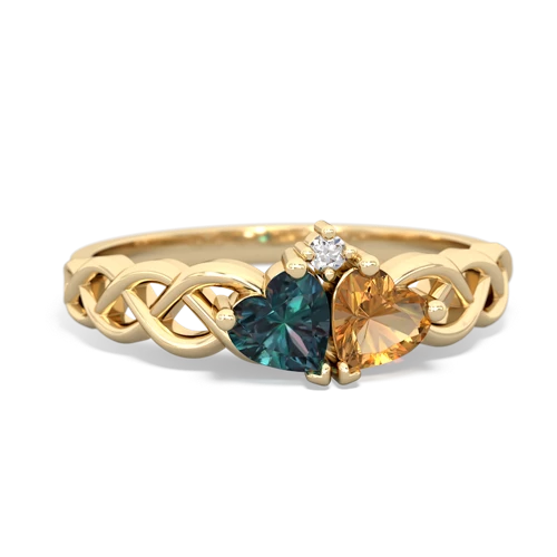 alexandrite-citrine celtic braid ring