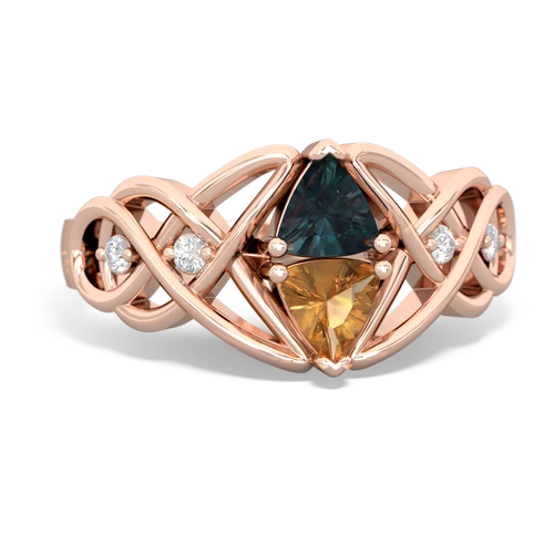 Lab Alexandrite Lab Created Alexandrite with Genuine Citrine Keepsake Celtic Knot ring Ring