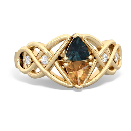 alexandrite-citrine celtic knot ring