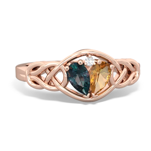 Lab Alexandrite Lab Created Alexandrite with Genuine Citrine Celtic Love Knot ring Ring