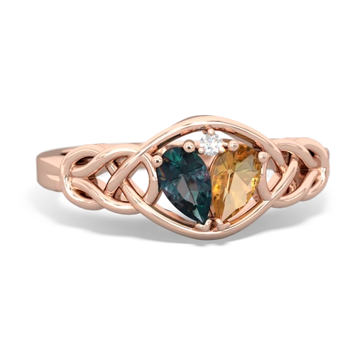 alexandrite-citrine celtic knot ring