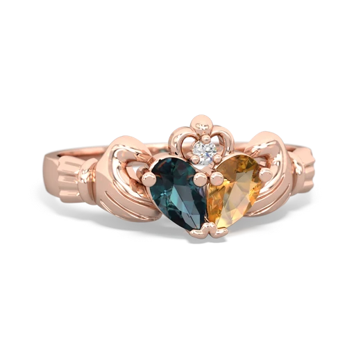 Lab Alexandrite Lab Created Alexandrite with Genuine Citrine Claddagh ring Ring