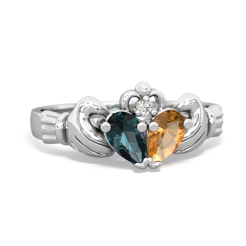 alexandrite-citrine claddagh ring