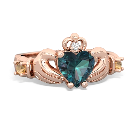 alexandrite-citrine claddagh ring