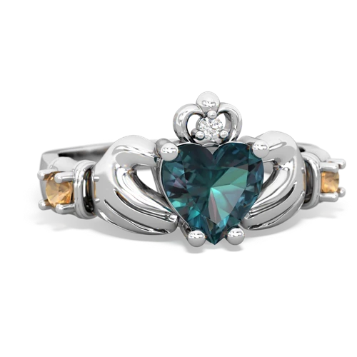 alexandrite-citrine claddagh ring