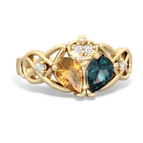 Lab Alexandrite Lab Created Alexandrite with Genuine Citrine Two Stone Claddagh ring Ring