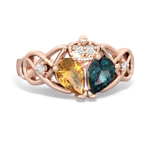 alexandrite-citrine claddagh ring