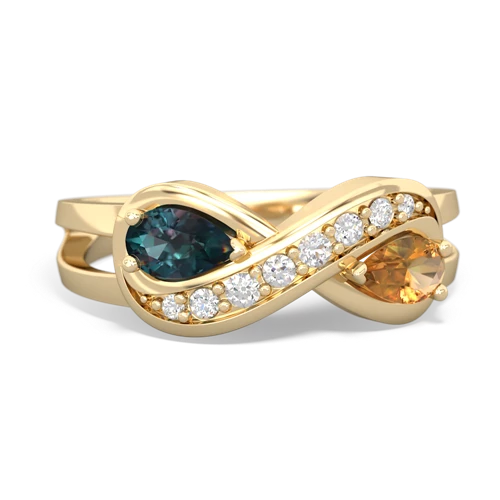 Lab Alexandrite Lab Created Alexandrite with Genuine Citrine Diamond Infinity ring Ring