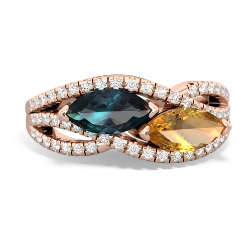 Lab Alexandrite Lab Created Alexandrite with Genuine Citrine Diamond Rivers ring Ring