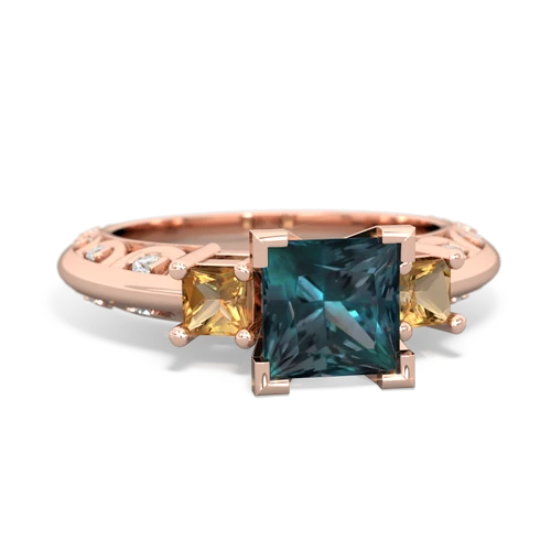 Lab Alexandrite Lab Created Alexandrite with Genuine Citrine and  Art Deco ring Ring