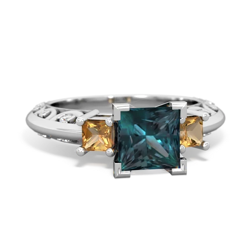 Lab Alexandrite Lab Created Alexandrite with Genuine Citrine and Genuine Garnet Art Deco ring Ring