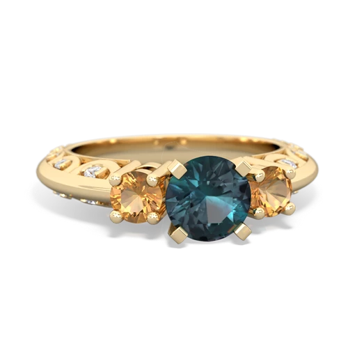 Lab Alexandrite Lab Created Alexandrite with Genuine Citrine Art Deco ring Ring