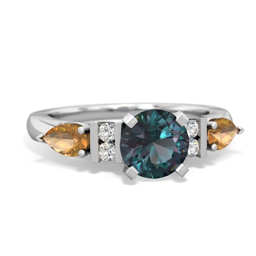 Lab Alexandrite Lab Created Alexandrite with Genuine Citrine and  Engagement ring Ring
