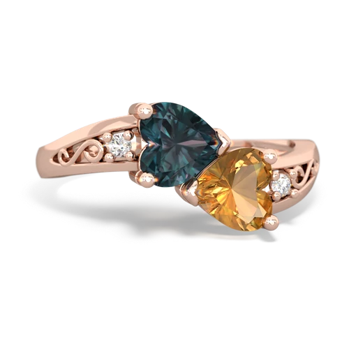 alexandrite-citrine filligree ring