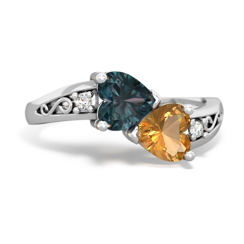 alexandrite-citrine filligree ring