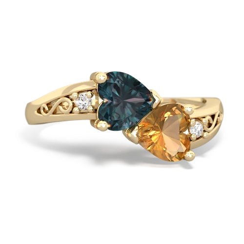 alexandrite-citrine filligree ring