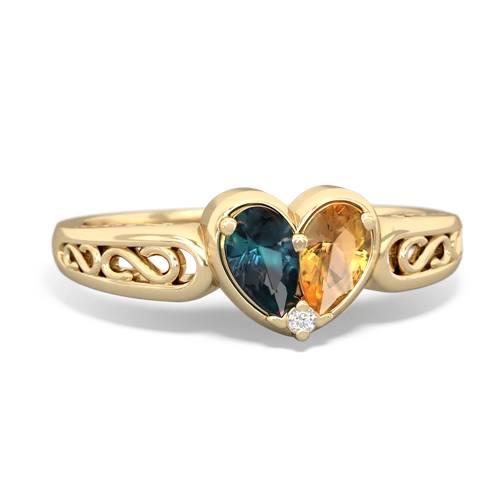 Lab Alexandrite Lab Created Alexandrite with Genuine Citrine filligree Heart ring Ring