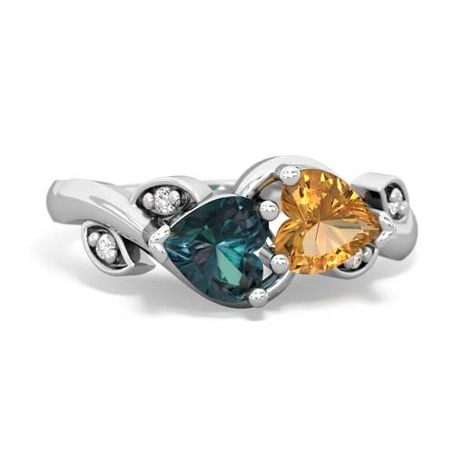 Lab Alexandrite Lab Created Alexandrite with Genuine Citrine Floral Elegance ring Ring