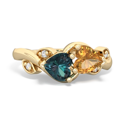 alexandrite-citrine floral keepsake ring