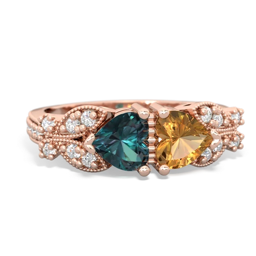 alexandrite-citrine keepsake butterfly ring