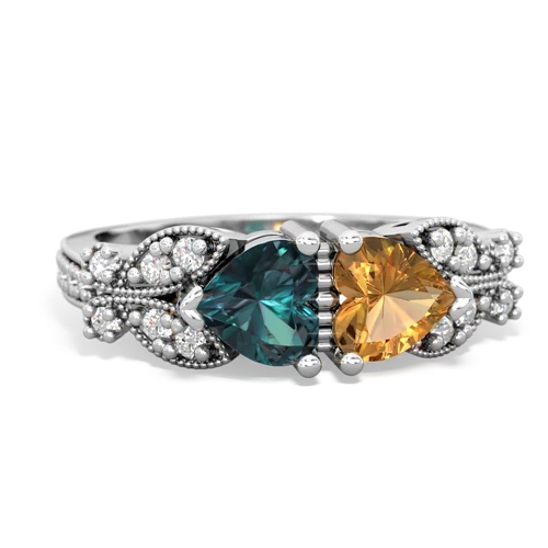 alexandrite-citrine keepsake butterfly ring