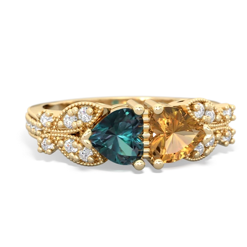 alexandrite-citrine keepsake butterfly ring