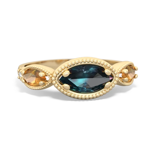 alexandrite-citrine milgrain marquise ring