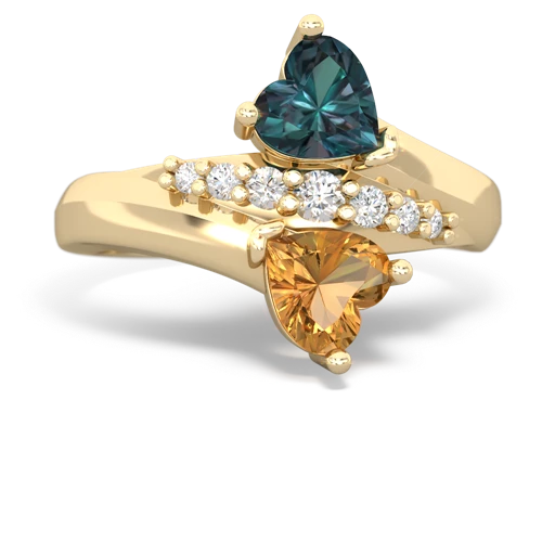 alexandrite-citrine modern ring