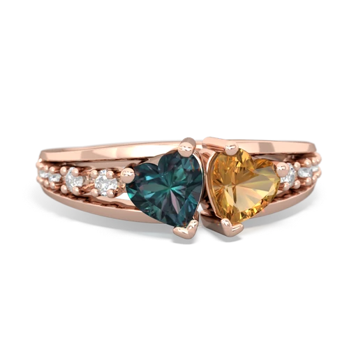 Lab Alexandrite Lab Created Alexandrite with Genuine Citrine Heart to Heart ring Ring