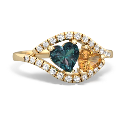 alexandrite-citrine mother child ring