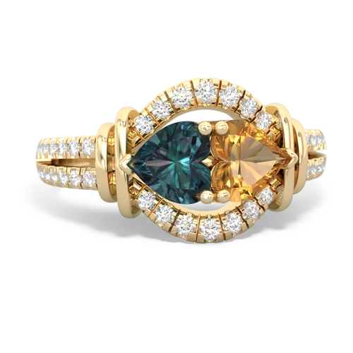 alexandrite-citrine pave keepsake ring