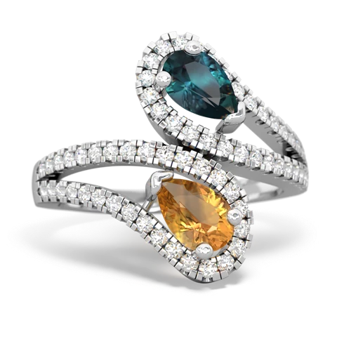 alexandrite-citrine pave swirls ring