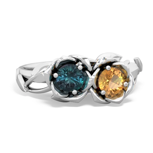 alexandrite-citrine roses ring