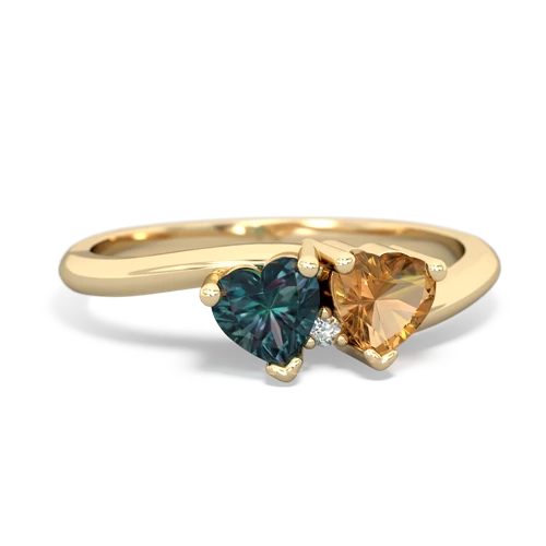 alexandrite-citrine sweethearts promise ring