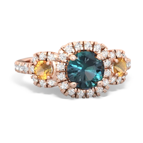 alexandrite-citrine three stone regal ring