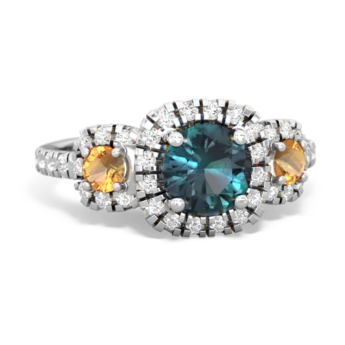 alexandrite-citrine three stone regal ring