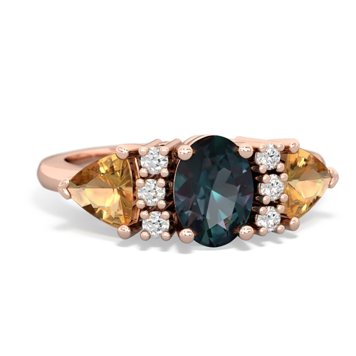 Lab Alexandrite Lab Created Alexandrite with Genuine Citrine and  Antique Style Three Stone ring Ring