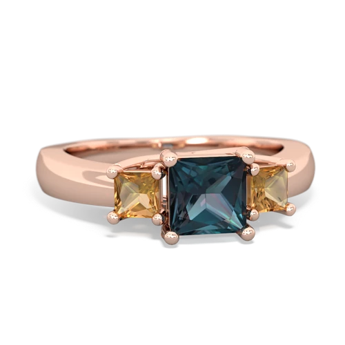 Lab Alexandrite Lab Created Alexandrite with Genuine Citrine and Lab Created Ruby Three Stone Trellis ring Ring