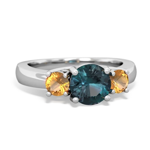 Lab Alexandrite Lab Created Alexandrite with Genuine Citrine and Genuine Emerald Three Stone Trellis ring Ring