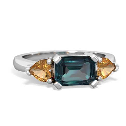 Lab Alexandrite Lab Created Alexandrite with Genuine Citrine and Genuine Garnet Three Stone ring Ring