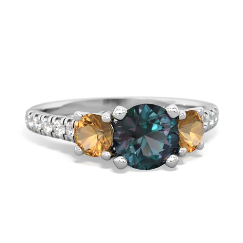 Lab Alexandrite Lab Created Alexandrite with Genuine Citrine and Genuine Emerald Pave Trellis ring Ring