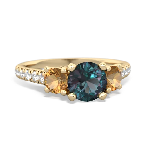 Lab Alexandrite Lab Created Alexandrite with Genuine Citrine and  Pave Trellis ring Ring