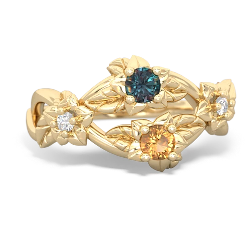 Lab Alexandrite Lab Created Alexandrite with Genuine Citrine Sparkling Bouquet ring Ring