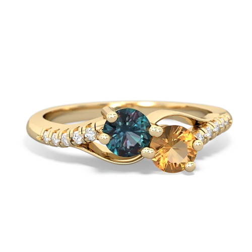 Lab Alexandrite Lab Created Alexandrite with Genuine Citrine Two Stone Infinity ring Ring