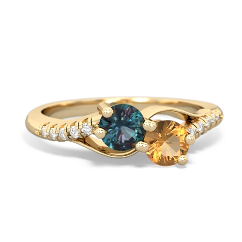 alexandrite-citrine two stone infinity ring