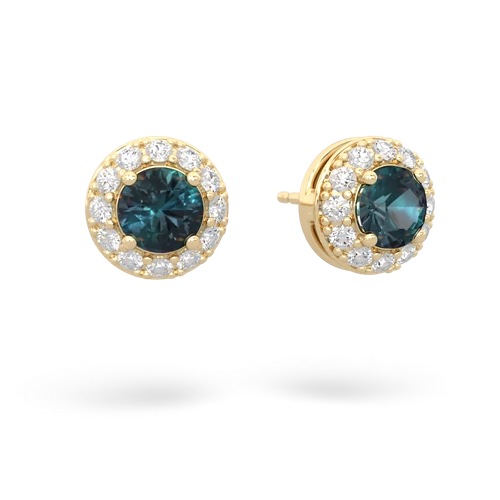 alexandrite classic halo earrings
