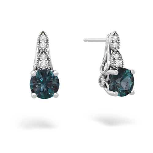 alexandrite halo drop earrings