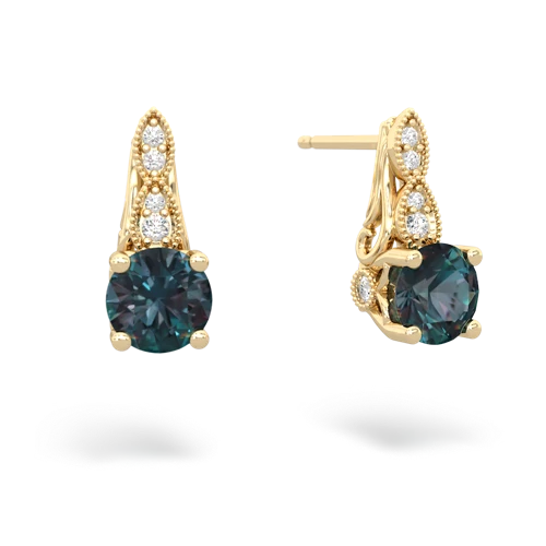 alexandrite halo drop earrings