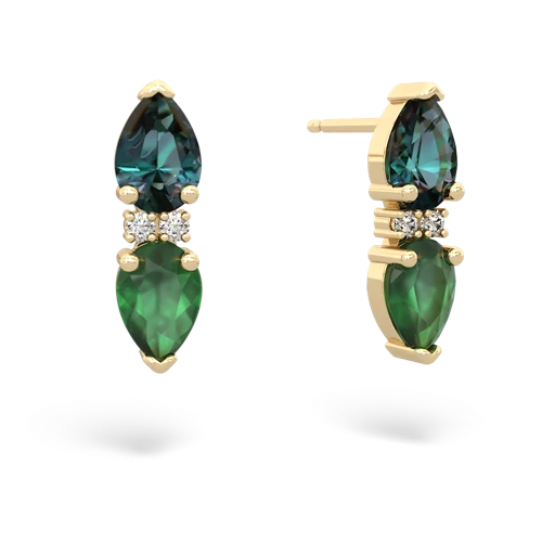 alexandrite-emerald bowtie earrings