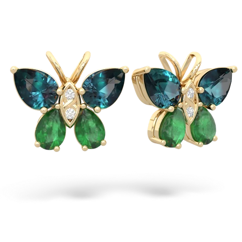 alexandrite-emerald butterfly earrings